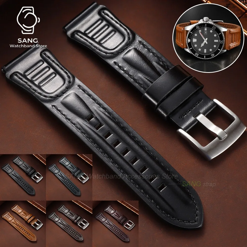 Vintage Oil Wax Cowhide Leather Watchband - Universal Business Bracelet Belt