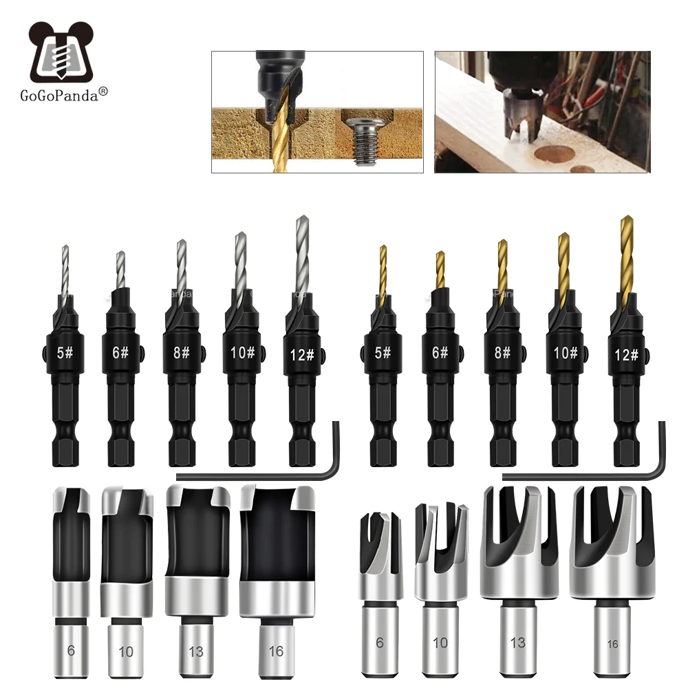 Woodworking Countersunk Drill Set With Hexagonal Handle Drill Bit