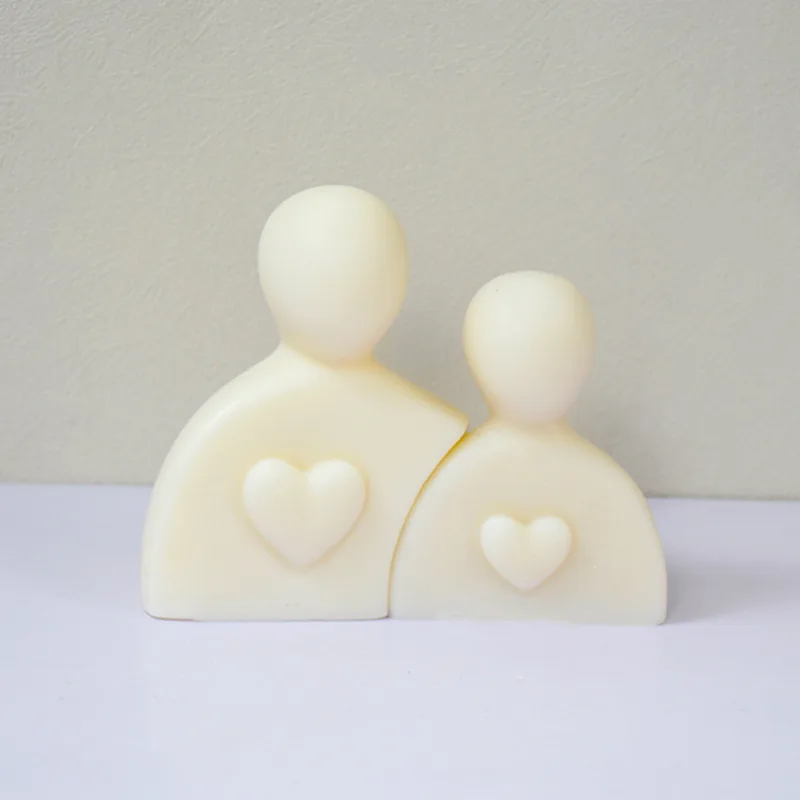 Heart Couple Portrait Scented Candle Silicone Mould Simple Human Bust Soap Chocolate Mold Art Plaster Decor Valentine's Day Gift