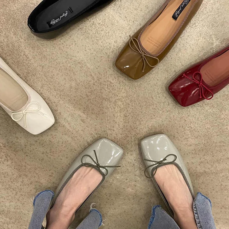 Slip On Women Ballet Flats Fashion Butterfly-knot Shoes 2025 Spring Ladies Elegant Street Style Mary Jane Shoes 2
