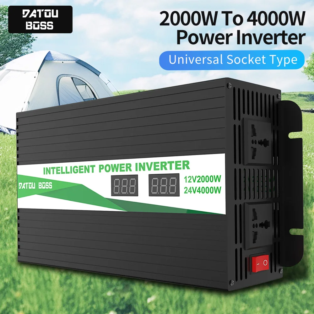 DATOUBOSS XZ-001 Dual Voltage Inverter DC12V/24V to AC220V/230V Pure Sine Wave Inverter 2000W/4000W Portable Solar Car Inverter