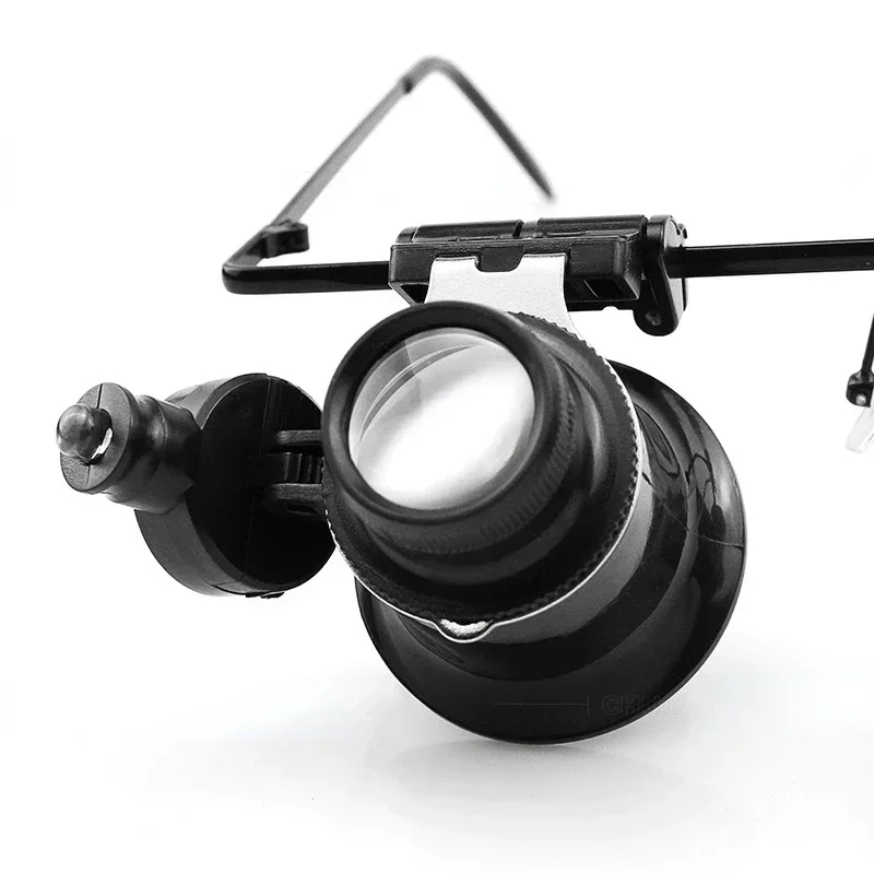 Jewelry Magnifier Jeweler Repair Magnifier Jewelry Magnifying Glass Magnifying Glass Soldering Magnifier Soldering Repair Magnifier Watch Repair Tool Magnifying Glass Lamp Reading Magnifier Professional 20X Magnifier Double Eye Glasses Type Watch Repair Jeweler Inspect Tool Magnifier with Two Adjustable LED Lights