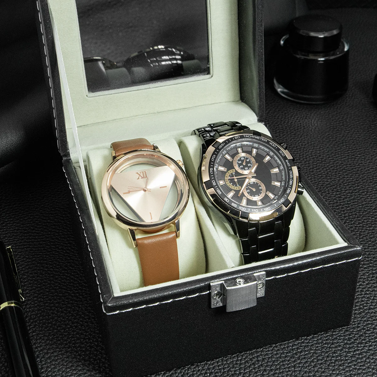 2/3/6 Slots Watch Storage Box PU Leather Display Case Collection Organizer Watch Box for Men women Display Case With Glass