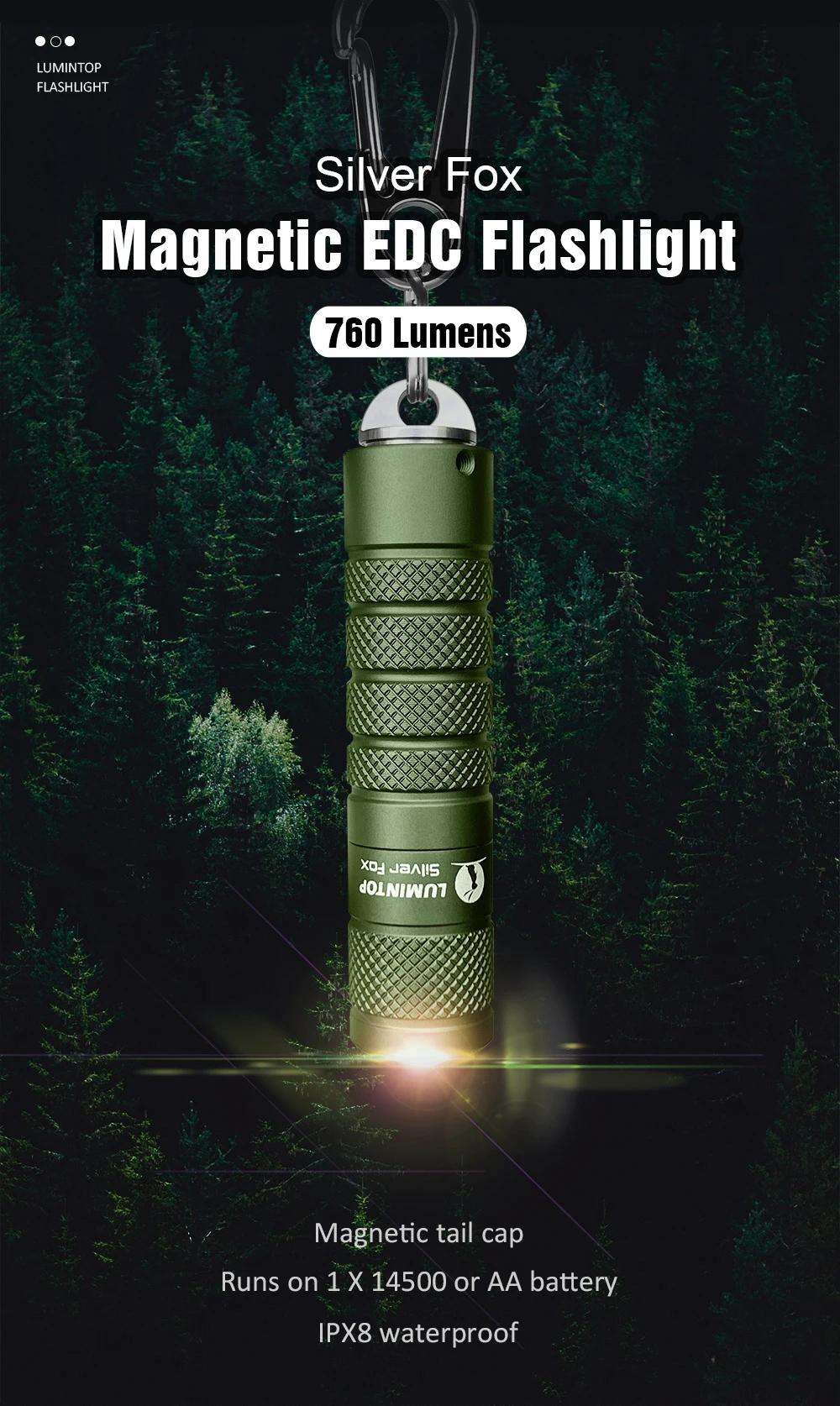 Description Picture 5 of itemEDC LED Lantern Keychain Flashlight Powerful Magnetic Tail Torch Outdoor Camping Light Lamp Tent Flash Lighting Silver Fox