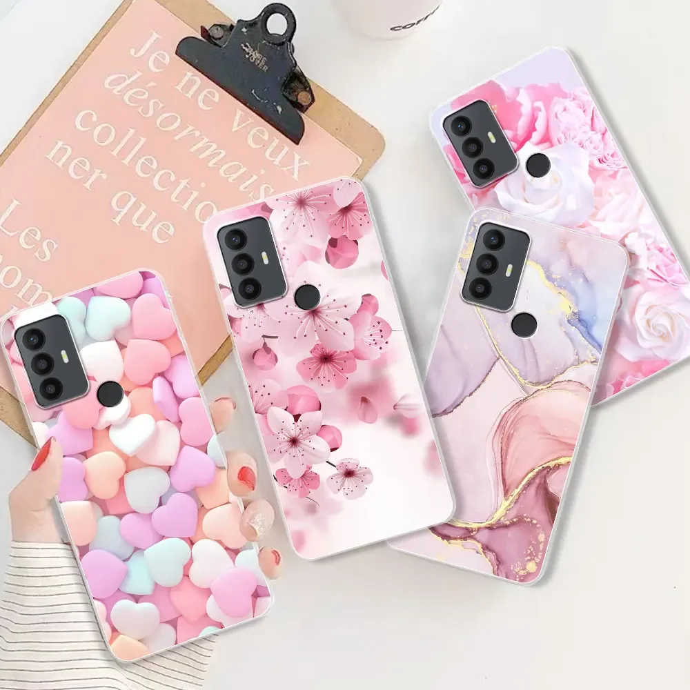 Floral Transparent TPU Silicone Soft Phone Case Cover - Flower Printing Coque Bumper