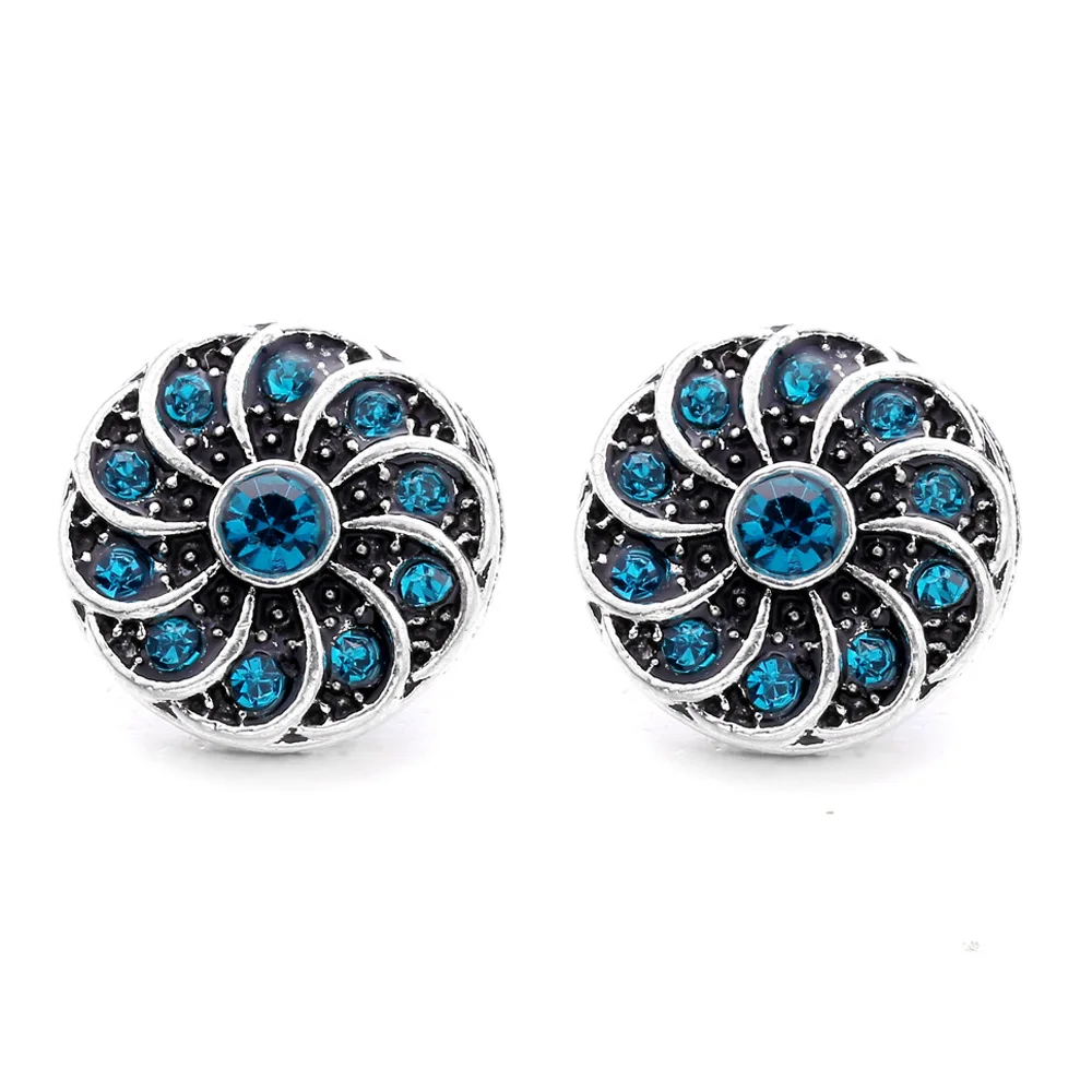 30pcs Vintage Style 12mm Snap Button Jewelry Charms Bracelets Crystal Flower 12mm Snap Buttons for Earrings Bracelet