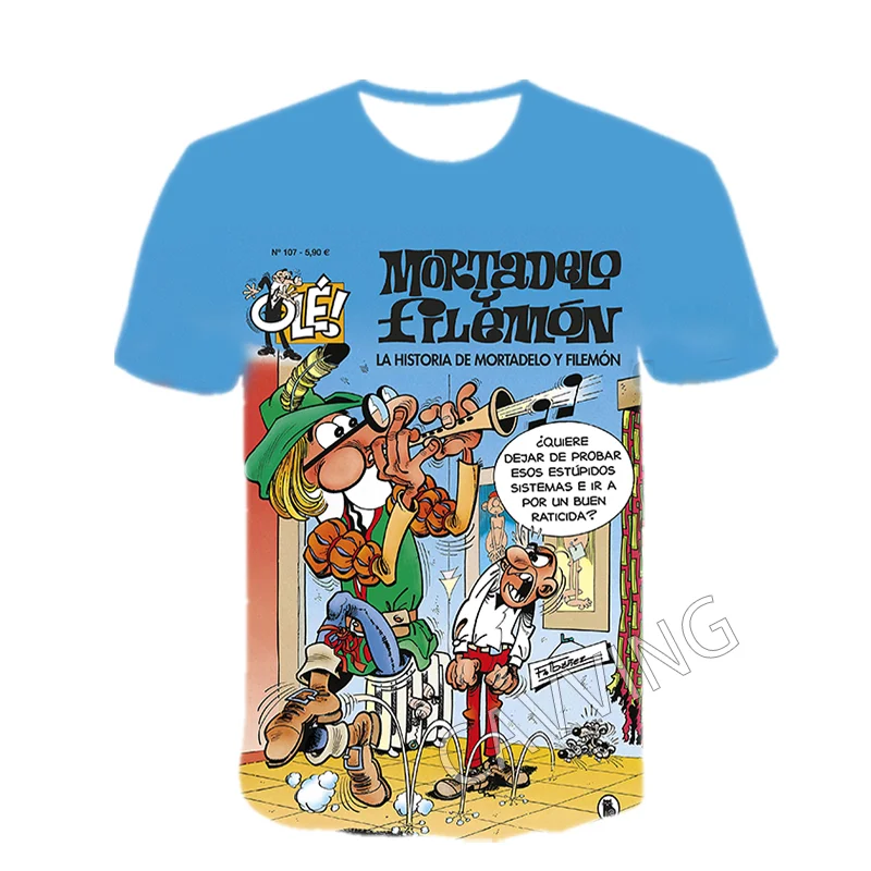 Stylish 3D Print Mortadelo y Filemón Graphic Casual T-Shirts - Unisex Harajuku Hip Hop Tops
