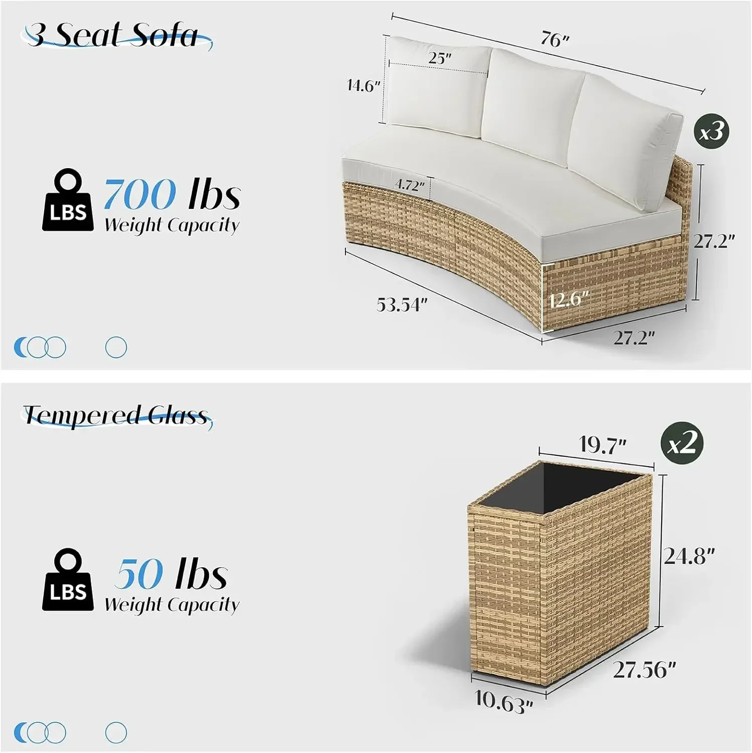 Round Patio Sofa Set 6