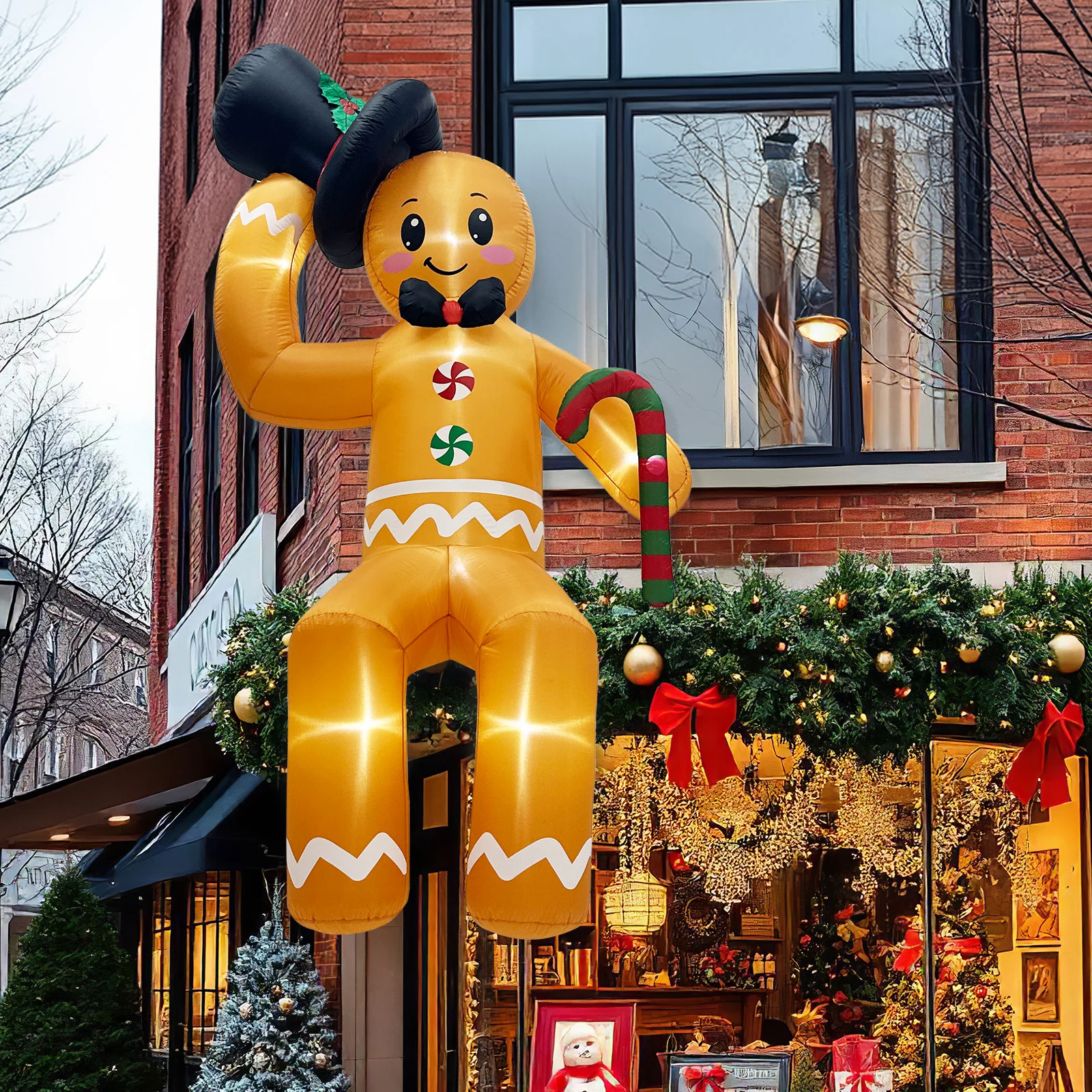 OurWarm 10 FT Christmas Inflatable Outdoor Decoration, Sitting Gingerbread Man Inflatable Christmas Blow up Yard Decorations