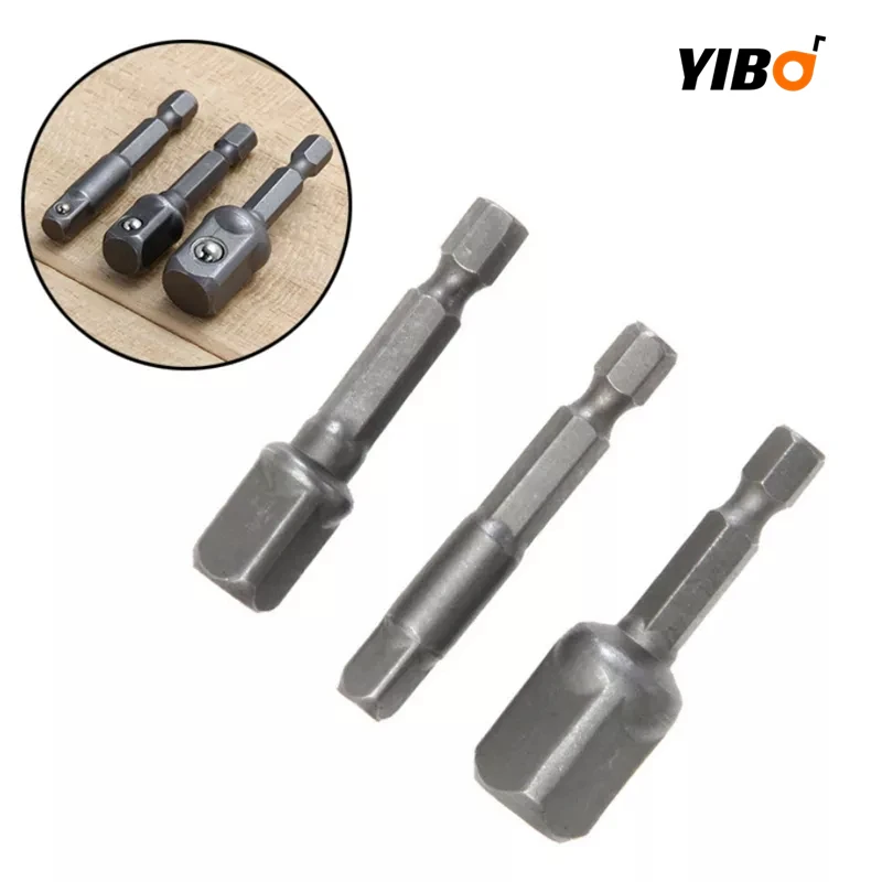 1/4 3/8 1/2 Hex Shank Wrench Drive Power Drill Socket Screwdriver Tools 3PCS Drill Adapter Socket Extension Bit Adaptor Set