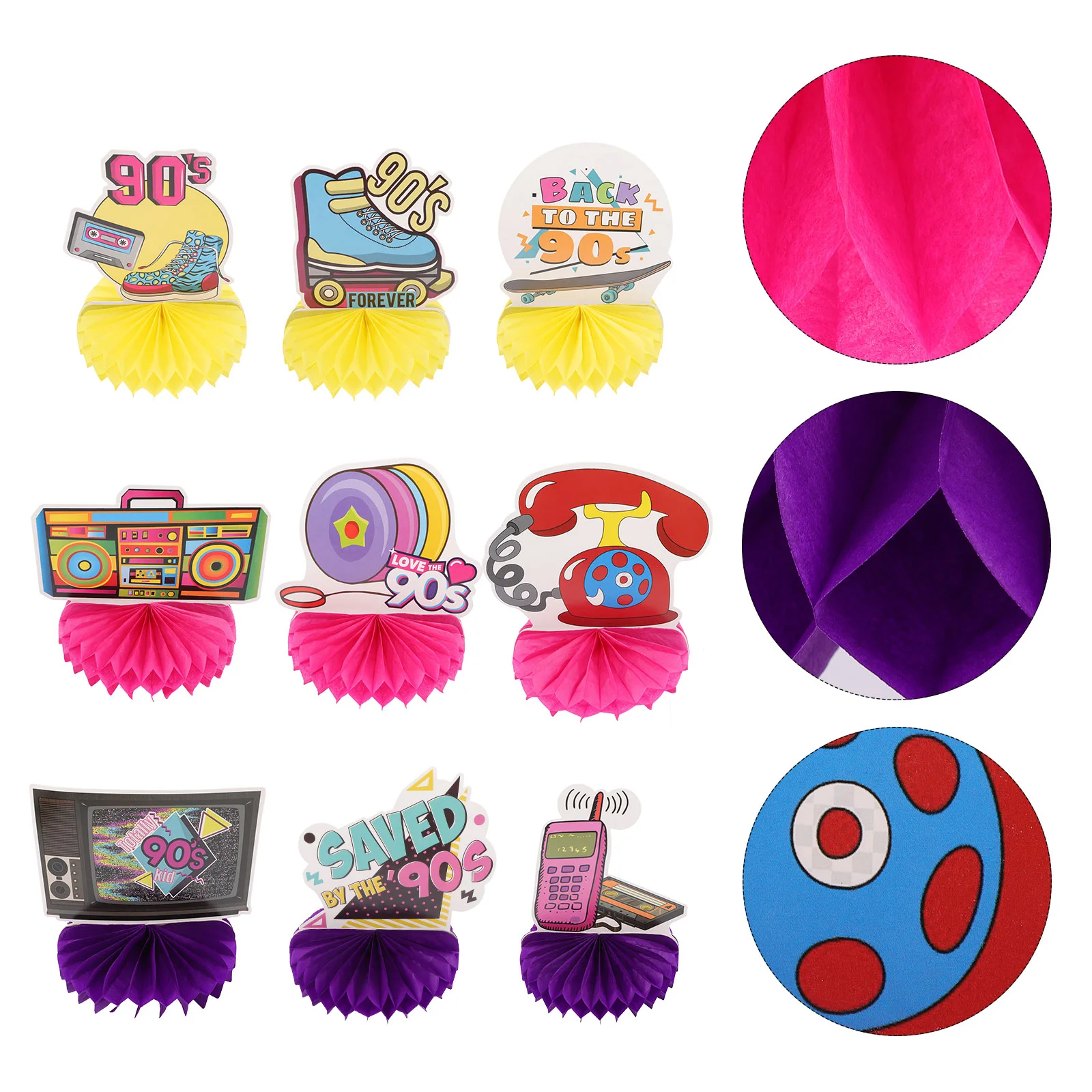 

9 Pcs 90s Decor Party Supplies Decorations for Favors Table Topper Centerpieces Birthday Neon Lamp