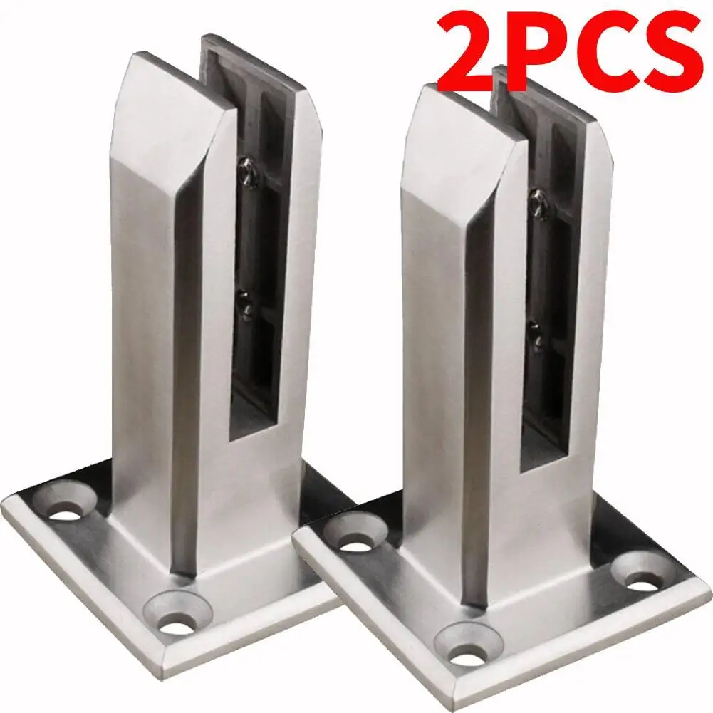 2PCS Swimming Pool Floor Glass Clip Steel Glass Clamp Pool Fence Clip Fittings Heavy Stair Fixed Clamp Floor
