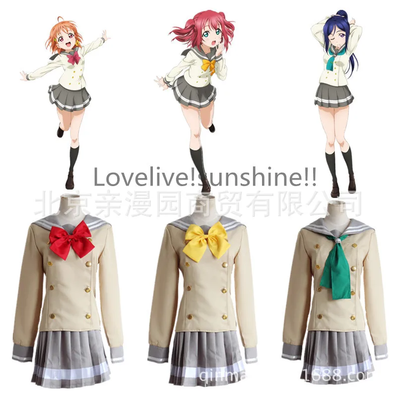 

Japanese Anime Love Live Sunshine Cosplay Costume Takami Chika Girls Sailor Uniforms Love Live Aqours School Uniforms