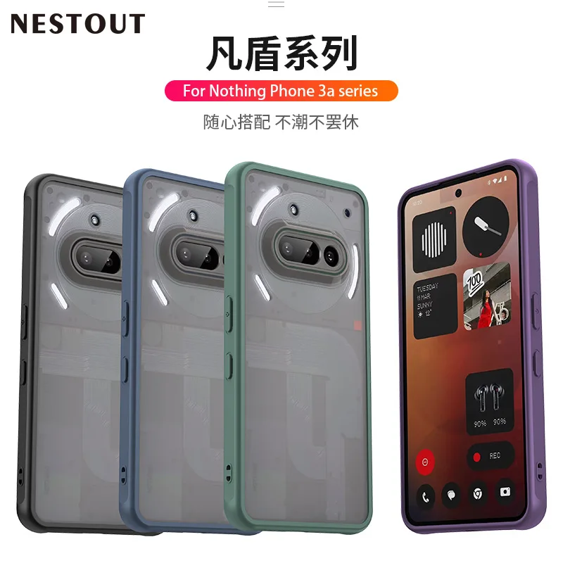 Matte Shockproof Phone Case with Translucent Soft Frame and Camera Lens Protection Cover