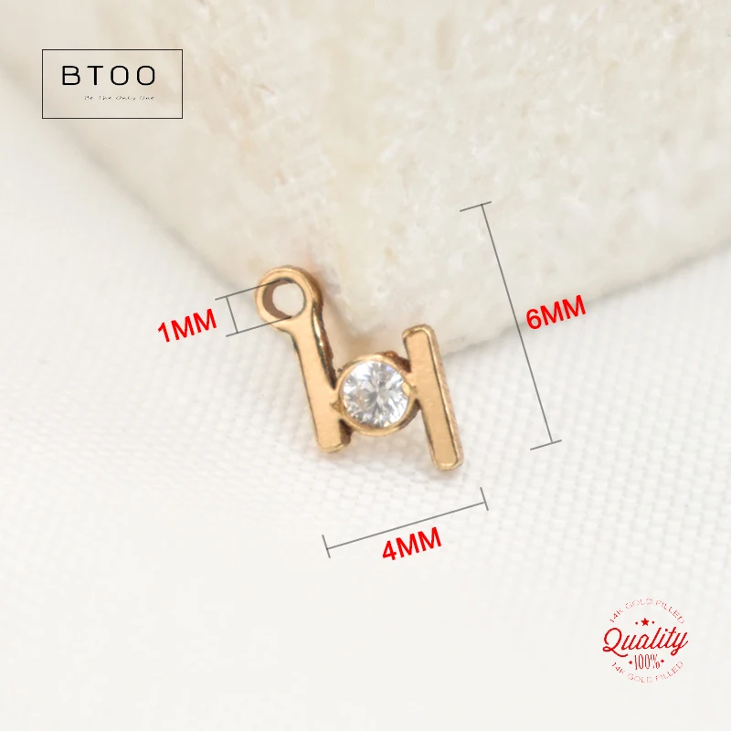 14K Gold Filled H shape Charm Zircon Single Hole Connector Pendant For Necklace DIY Jewelry Tarnish Resistant Jewelry Findings