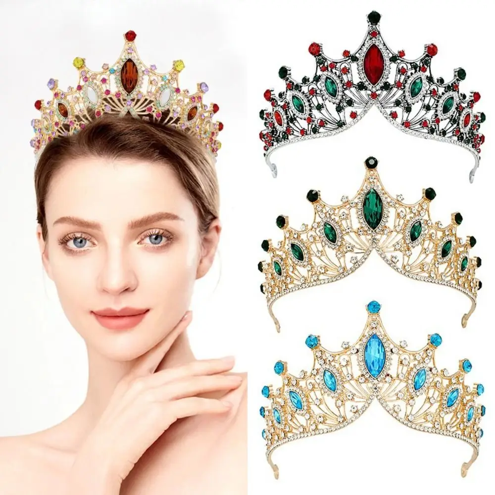 1 Pc Vintage Princess Queen Bridal Crown Copricapo Crystal Tiara Per Le Donne Wedding Crown Hair Dress Accessori Gioielli