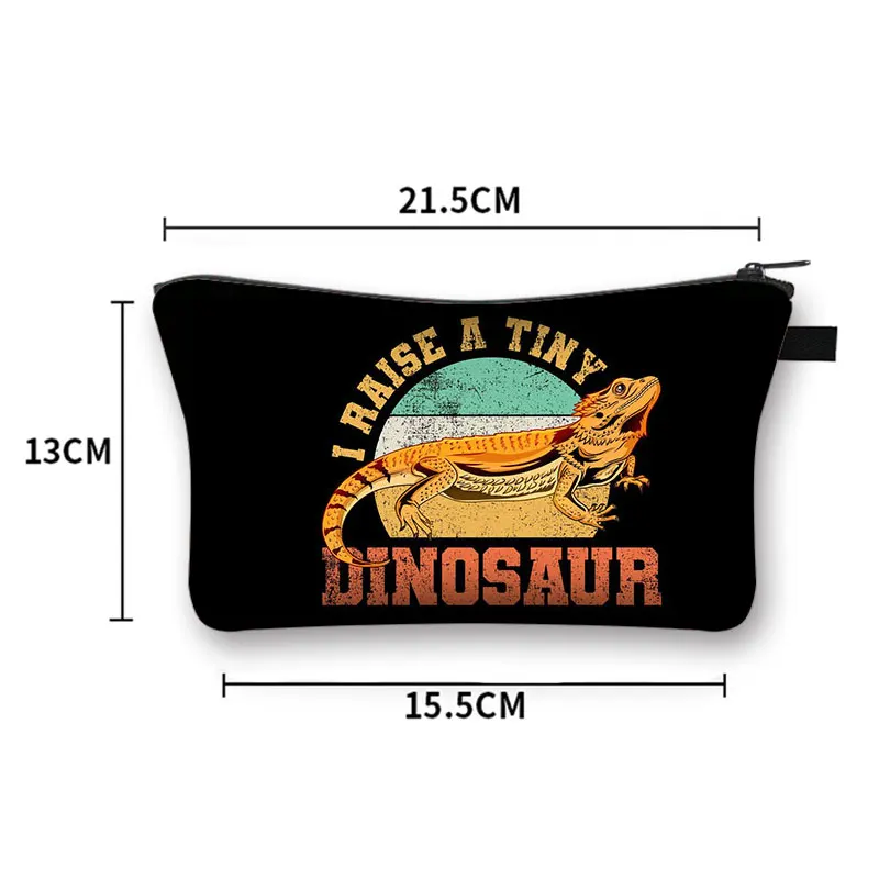 3D Crested Gecko / Bearded Dragon Print Cosmetic Case Women Pet Reptile Lizard Toiletries Bags Casual Lipstick Makeup Bags Gift 4
