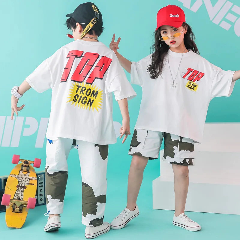 

Girls Boys Hip Hop Shirt Pants Shorts Suits Ballroom Dancing Costumes for Kids Jazz Dance Stage Wear Outfits Child Dancewear