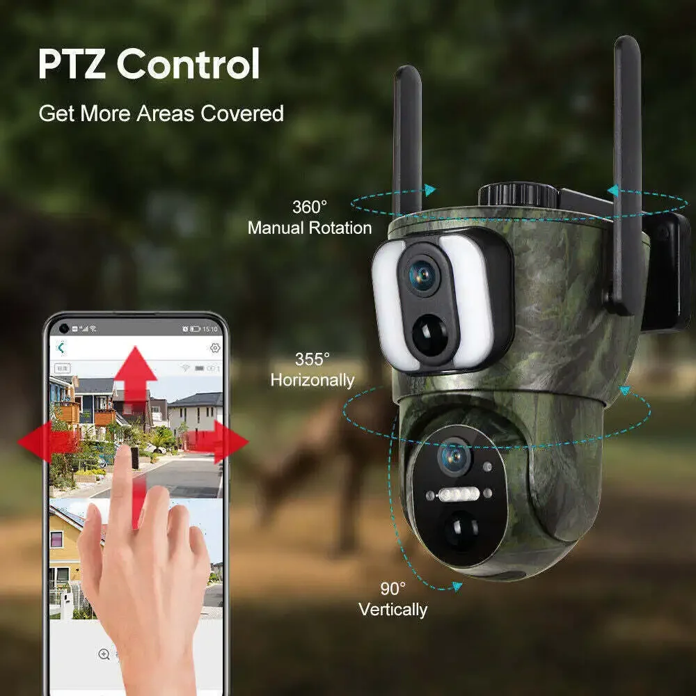 LS VISION 8MP Dual Screen Solar Security Camera 4K 4G/WiF Solar Monitor Camera P
