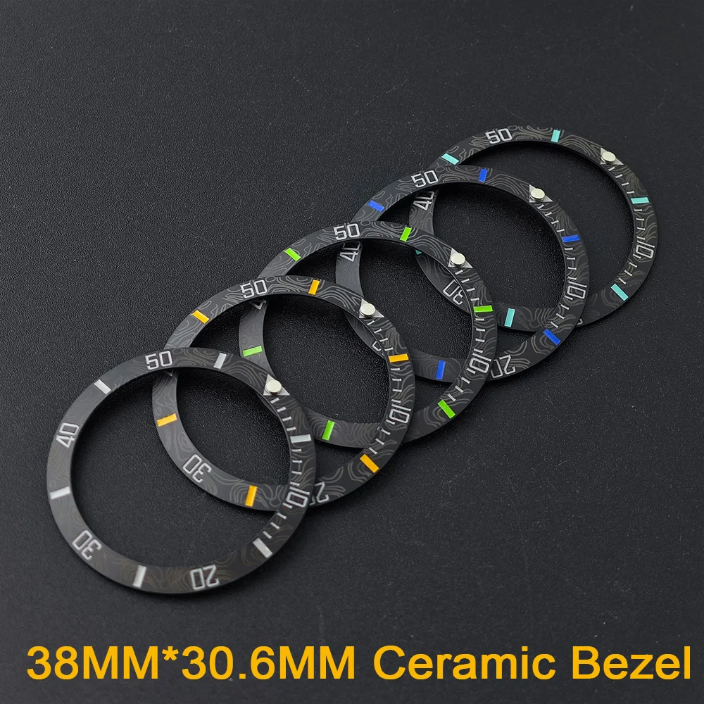 Men's Watch Replacement Bezel Insert with Tilted Ceramic and Carbon Fiber Texture