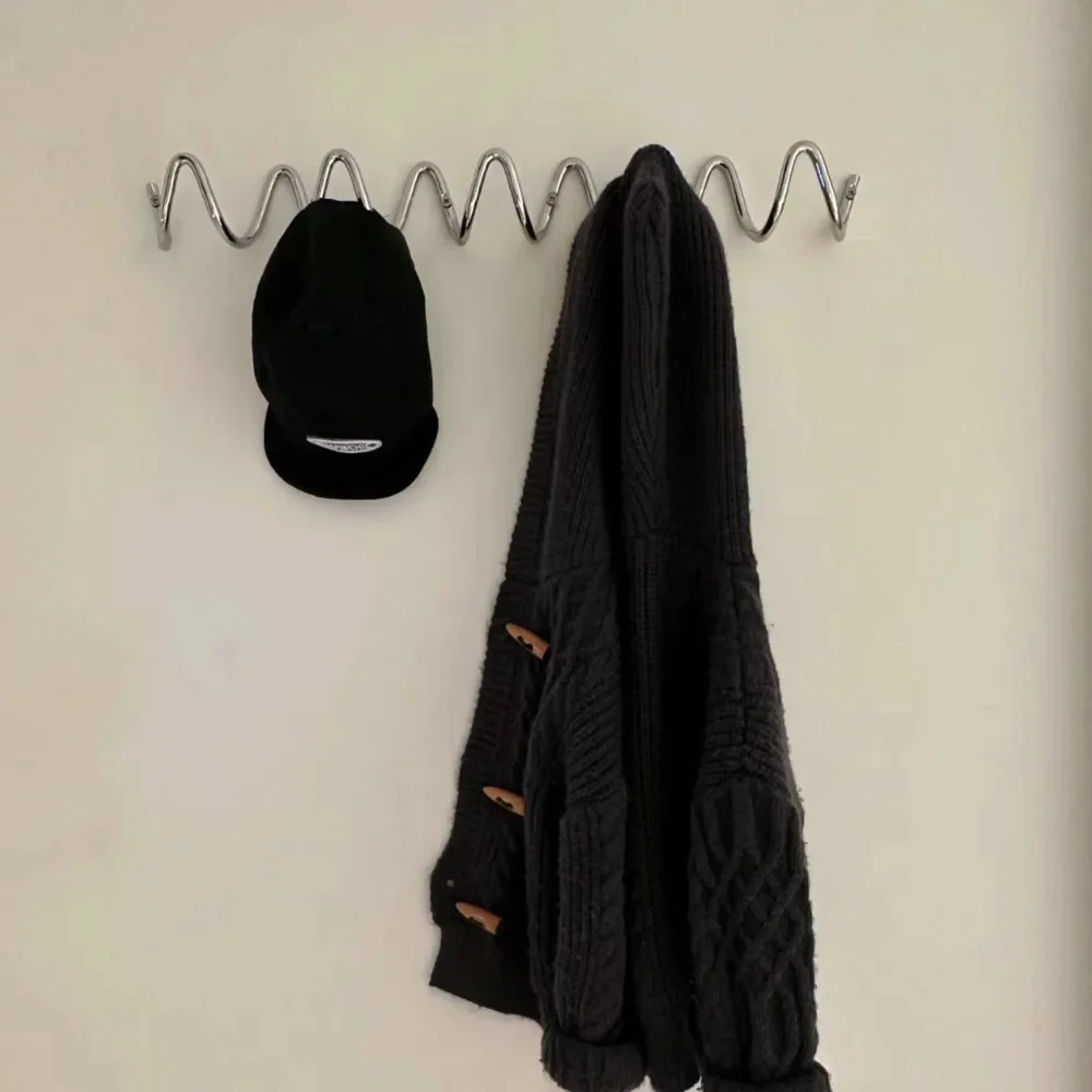 Minimalist Hooks Coat Rack Wall Hanging Behind Door Entryway Clothes Hat Hooks Electroplated Metal Ins Nordic Wave Design Hook