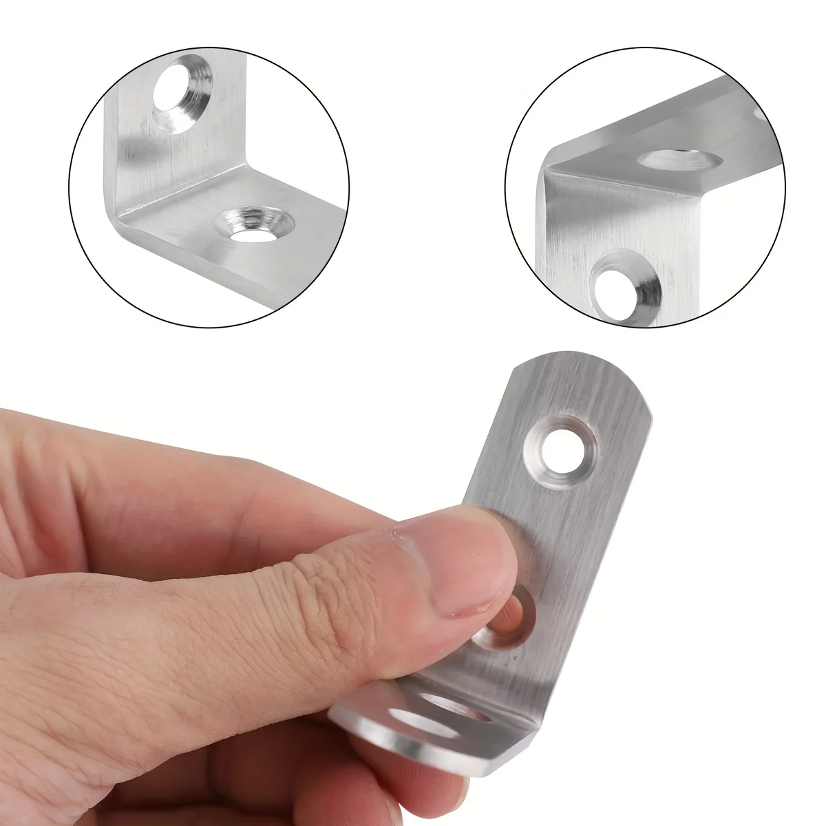 Description Picture 6 of item20 L-shaped stainless steel bracket angle brackets, suitable for wooden furniture, chairs, drawers, cabinets, with 80 screws