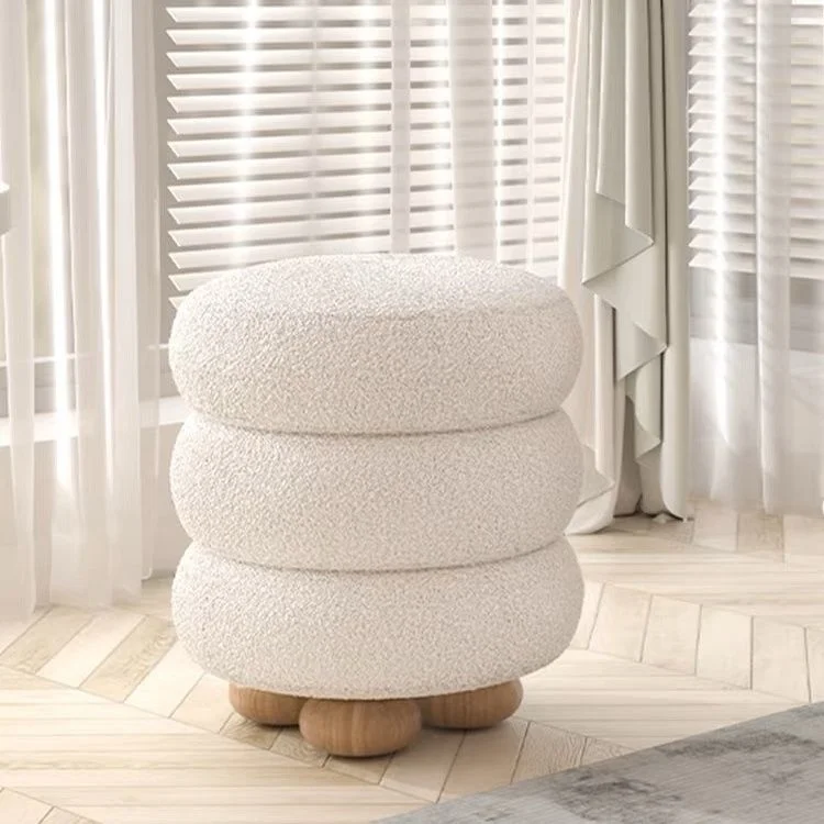 

Vanity Stool Chair ,Sherpa Dressing Stool ,Ottoman Foot Stool, Modern Ottoman Footstool Sofa Bench Extra Seating for Living Room