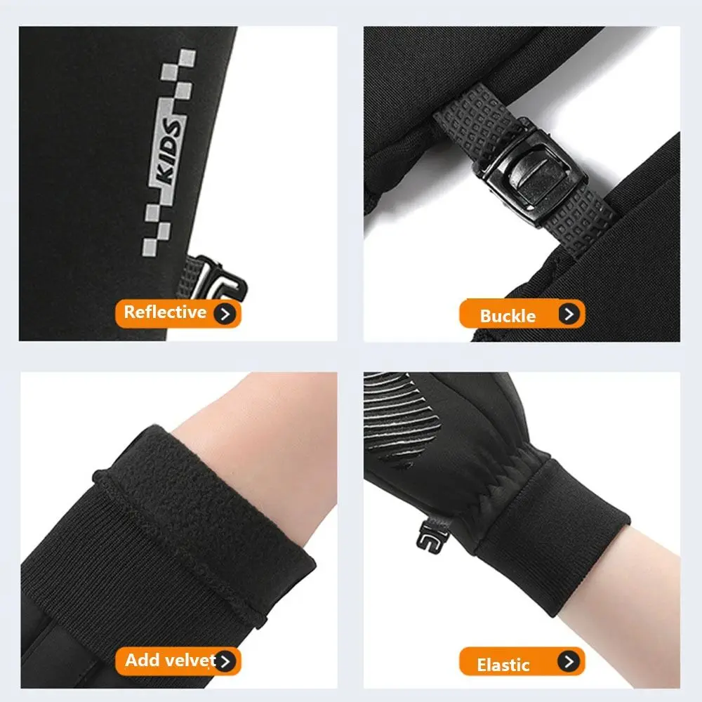 Non-slip Winter Children Bicycle Riding Gloves Touch Screen Full-finger Warm Cold Wingproof