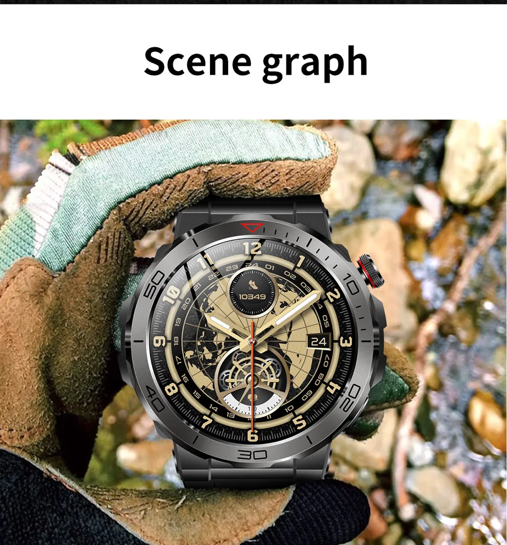 Reloj inteligente deportivo con GPS y pantalla AMOLED, pulsera con brújula, IP68, resistente al agua, Bluetooth, llamadas, monitorización de la salud, para hombre, para actividades al aire libre_voghion.com