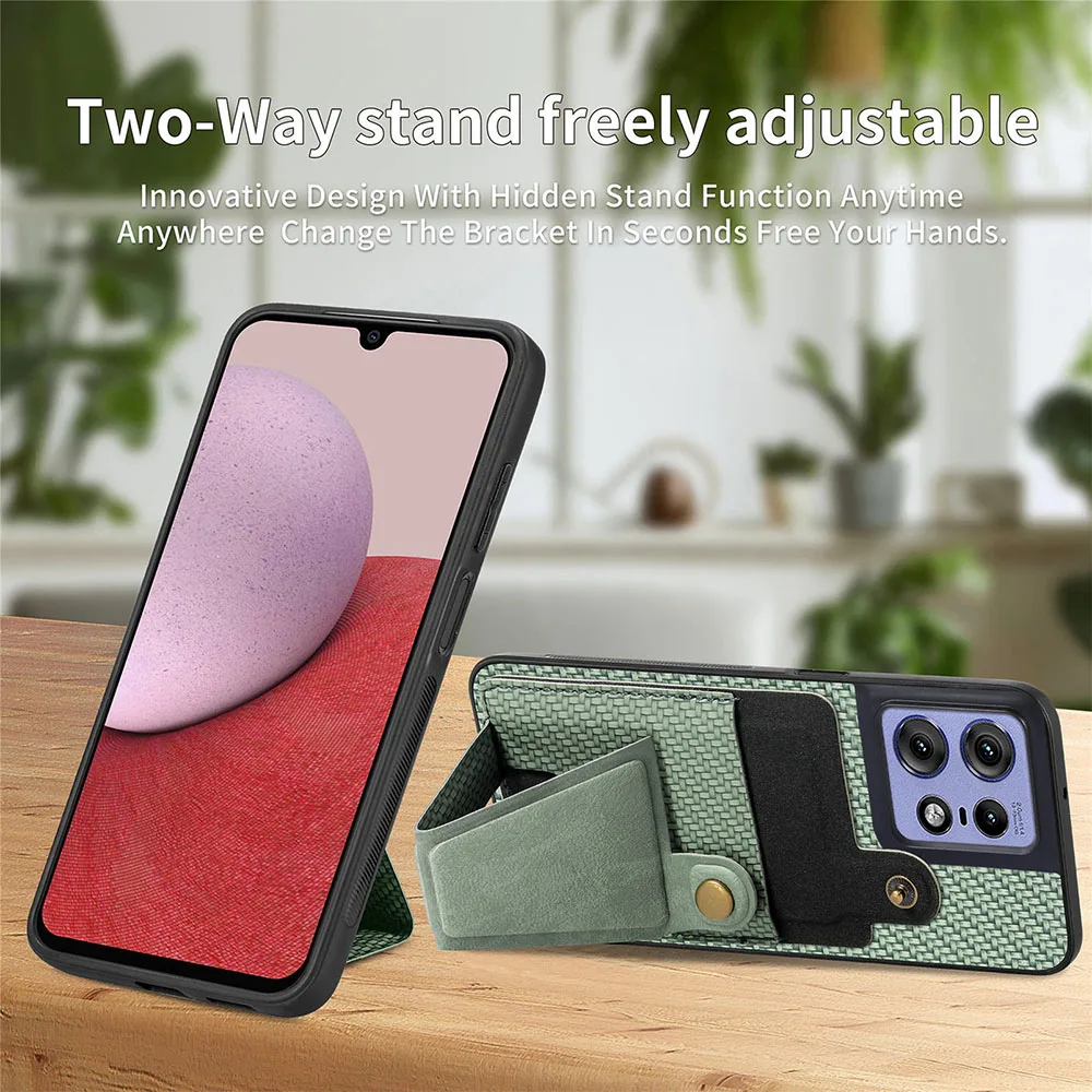 Carbon Fiber Leather Phone Case with Card Holder