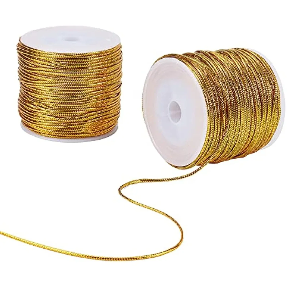 

109 Yards 1.5mm Metallic Cord Gold Thread String Braided Metallic Beading Cords Metallic Tinsel Cord Tinsel String Braids Hair