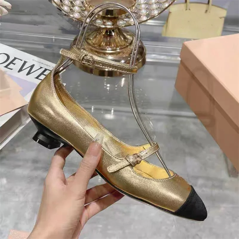 The new 2024 autumn lady shallow-mouthed Mary Jane matching bottom with round-headed French single shoes