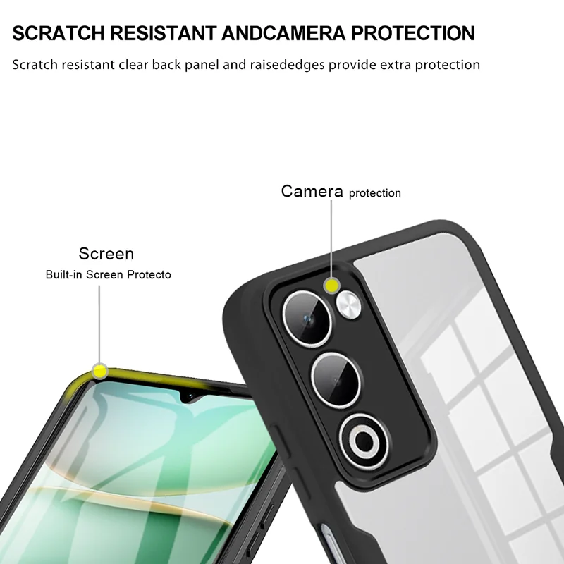 Dual-Layer Transparent Phone Case with Anti-Fall Screen Protector