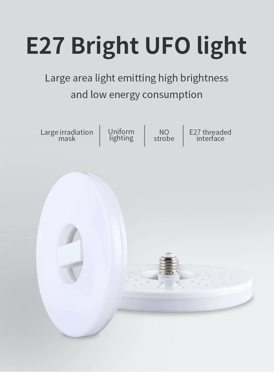 Description Picture 2 of item28W/40W/60W LED Bulb E27 85-265V LED Lamp Indoor Lighting Super Bright UFO Light Bulb For Home Office Garage Warehouse Lighting