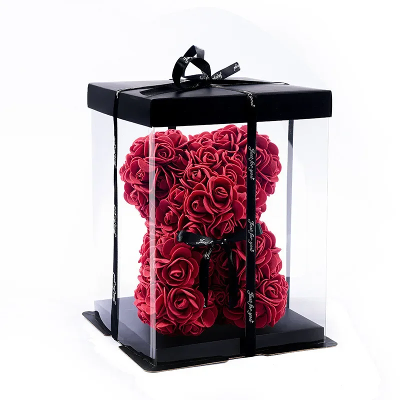 1pc Rose Bear Artificial Foam Flowers Bear Romantic Creative Gifts Valentines Day Anniversary Wedding Birthday Box