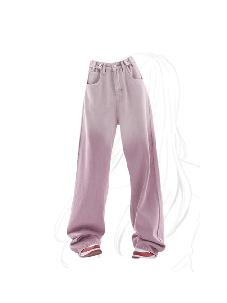 

Women's Violet Straight Leg Jeans Harajuku Vintage High Waist Baggy Jeans Denim Pants Y2k Casual Fashion Wide Leg Trousers 2023