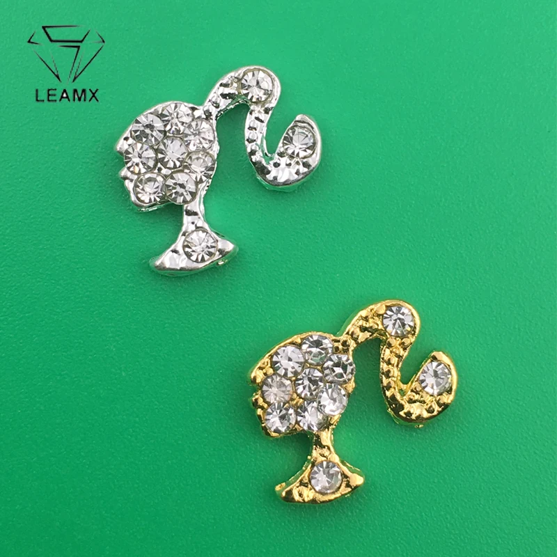 LEAMX 10 Pcs Nail Supplies 3D Charms Rhinestone Nail Art Decorations Pretty Girl Nails DIY Alloy Gemstone Nails Diamond Jewelry