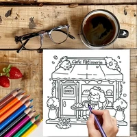 28-страничная книжка-раскраска Cutie Europe для взрослых |   Раскраска, принадлежности для рисования на Рождество, День Благодарения — изображение 5