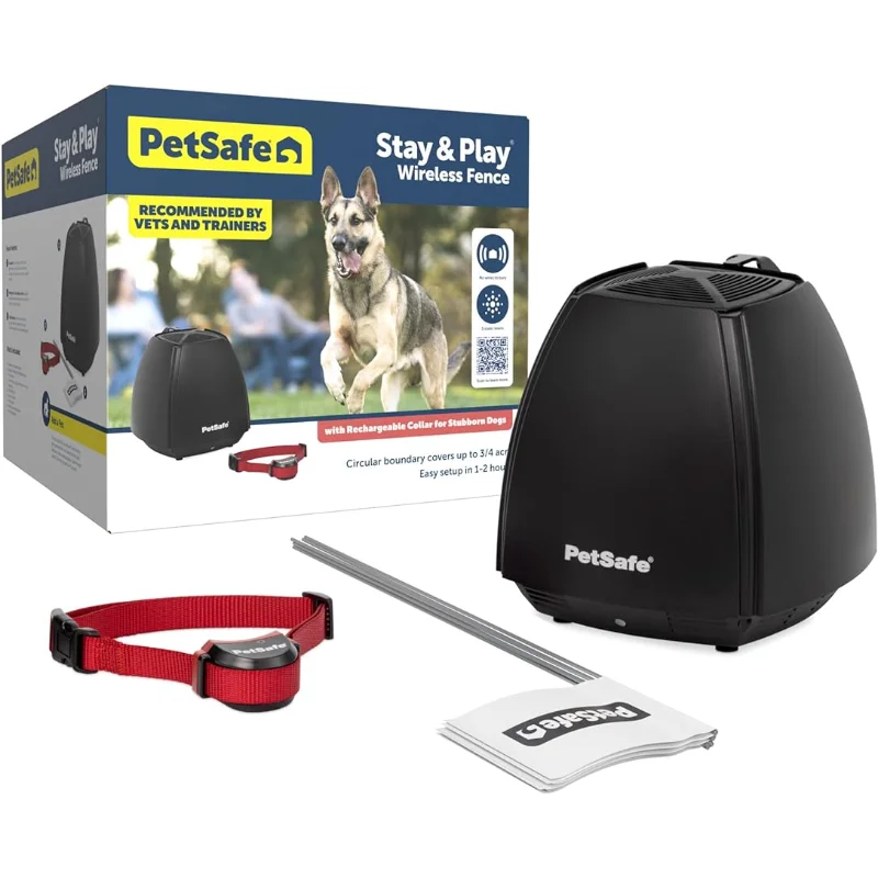 

PetSafe Stay & Play Беспроводной Забор для домашних животных для собак-беспроволочная круглая граница, безопасный двор 3/4 акр, для собак 5 фунтов +