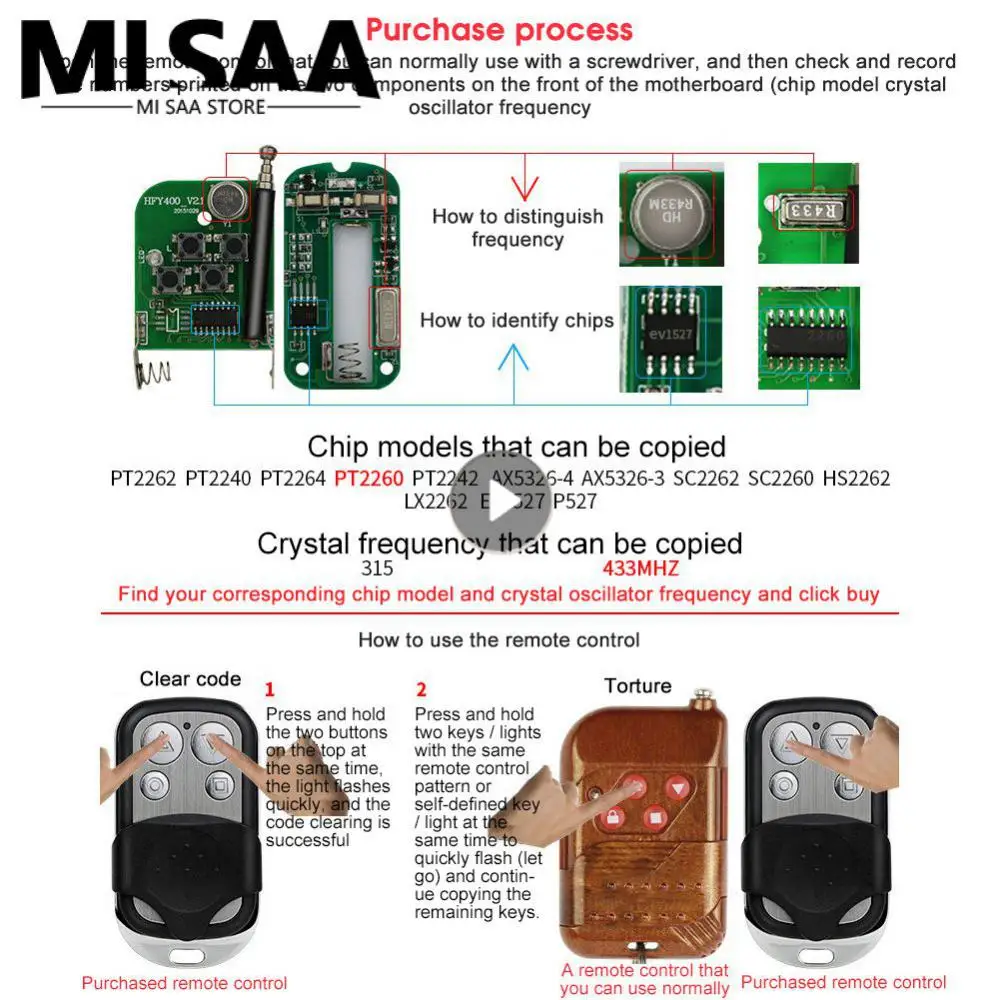 Universal433315MhzDuplicatorCopyWirelessUniversalDoorCode