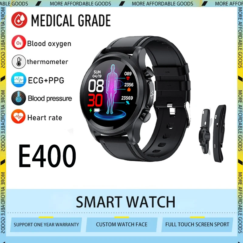 Original E400 Smart Watch ECG PPG HRV PTT Blood Sugar Blood Pressure Oxygen  Body Temperature Monitor IP68 Waterproof Smartwatch - AliExpress