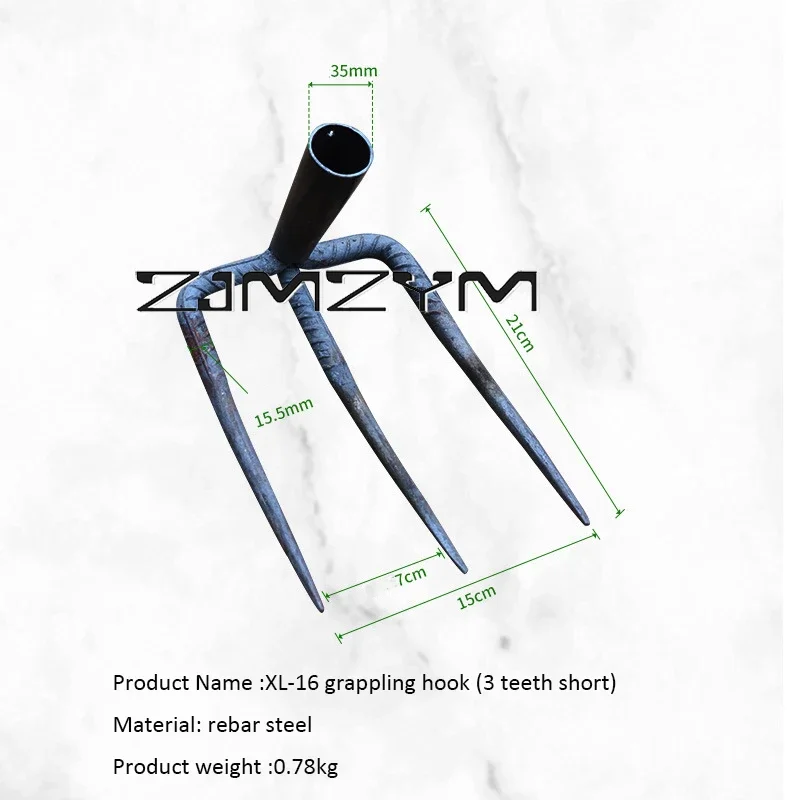 Home Garden Three-tooth Rake Hoe Agricultural Planing Digging Sowing Three-tooth Rake Steel Head Fork Garden, agricultura
