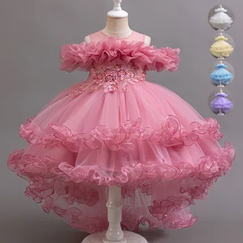 Girl Flower Princess Sequins Baby Wedding Christmas Party Tail Dress Birthday Party Wedding Flower Girl Sweet and Cute Dress 1
