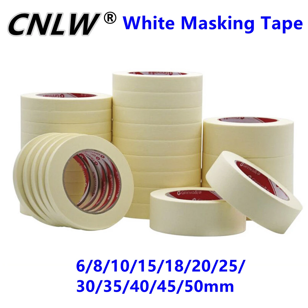 20M nastro adesivo bianco 6mm-50mm colore singolo nastro adesivo carta  crespa per pittura a olio schizzo disegno forniture vernice per auto -  AliExpress