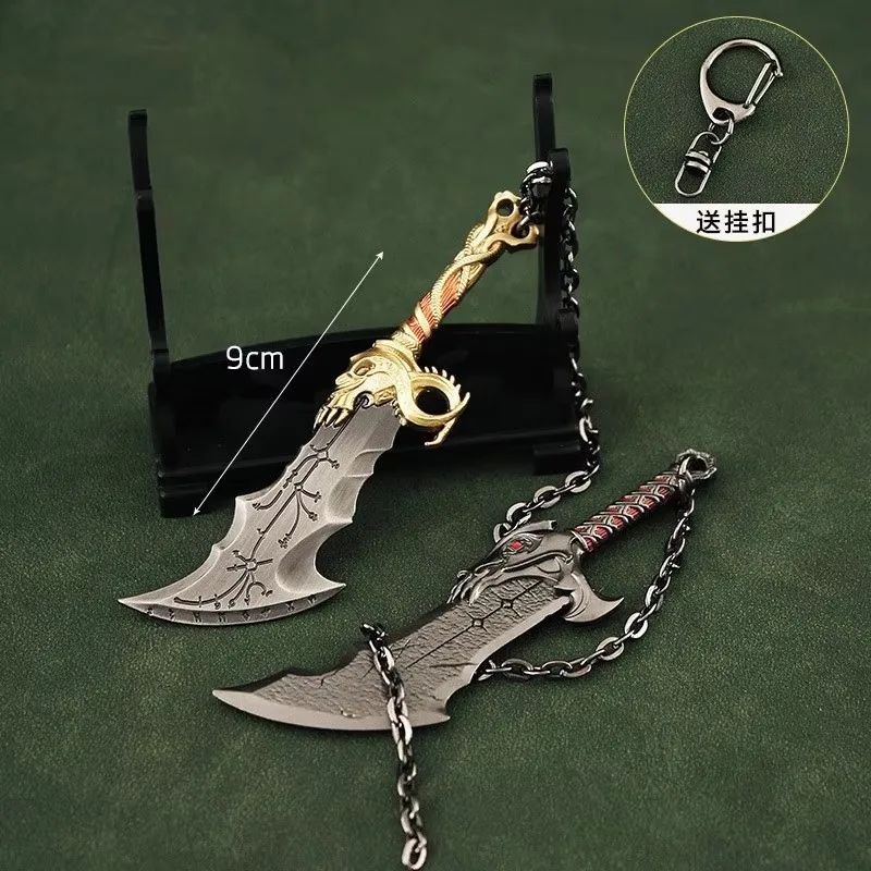 New God of War Weapon Blades of Chaos Kratos Rune Edition Game Peripheral Mini Keychains Metal Model Pendant Birthday Gifts Toys game keychains