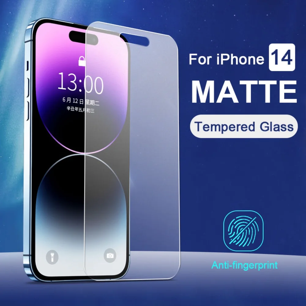 

Закаленное стекло с защитой от отпечатков пальцев для iPhone 14 13 12 11Pro Max X XR XS 6 6S 7 8 Plus, полностью матовая защита экрана