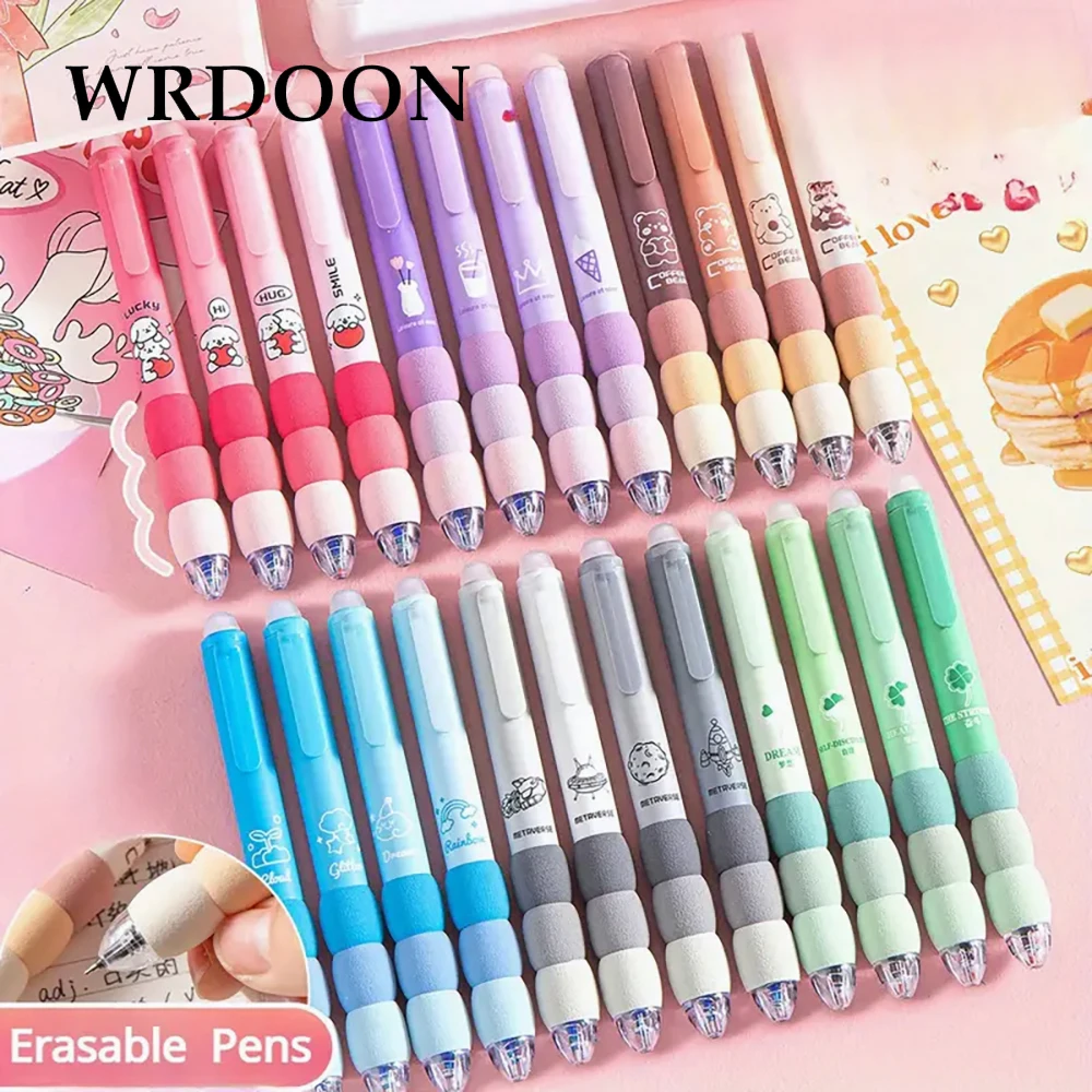 Gel Pen 4pcs Cute Cartoon Erasable Gel Pens Blue Ink 0.5mm Soft Grip Retractable Kawaii Stationery School Supplies Cute Pens