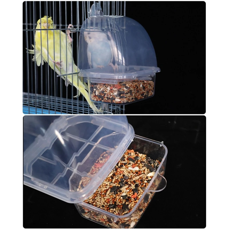 Bird Feeder Parrot Feeder Bird Feeder Budgerigar Canary Parrot Finches Parakeet Seed Container Grade Plastic Easy Install Durable