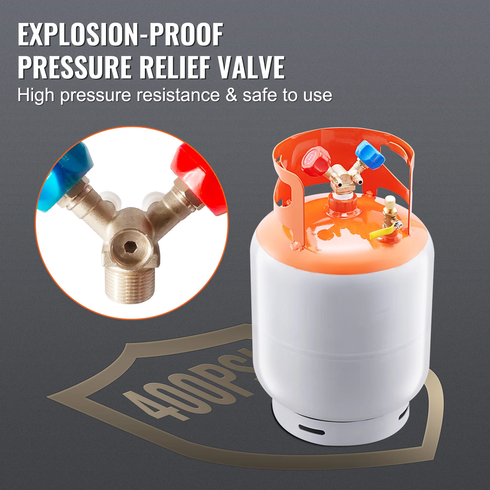 SucceBuy Refrigerant Recovery Tank 50 LBS Capacity 400 psi Portable Cylinder Tank with Y-Valve for Liquid/Vapor, for R22/R134A