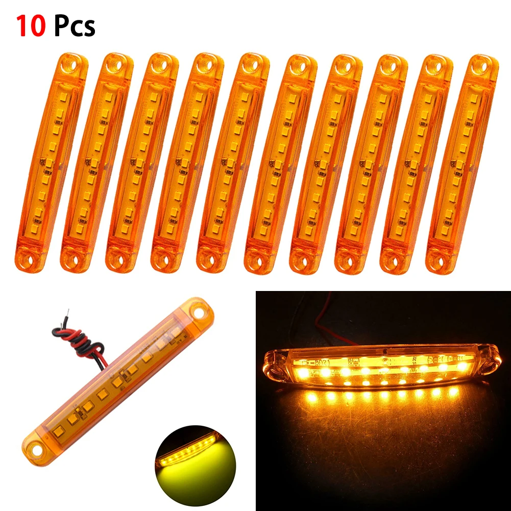

10pcs LED Truck Lights Led Side Car Truck Amber 9 SMD ABS Waterproof Bus Marker Light